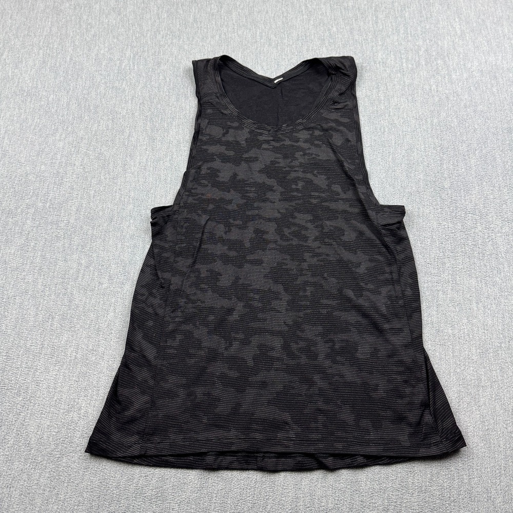 Lululemon Tank Top Womens 6 Black Camo Run For Days Gym Running Yoga Training